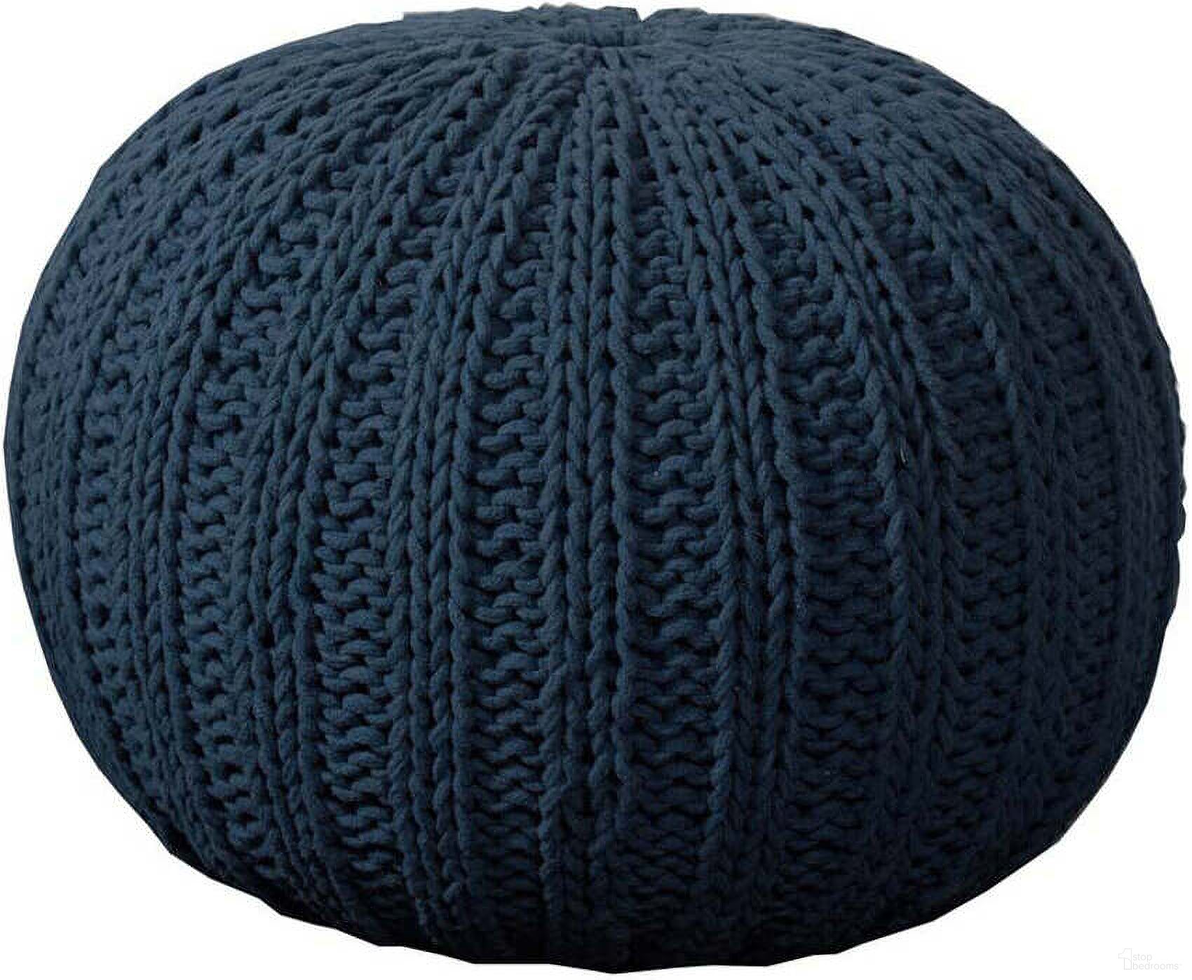 The appearance of Mello Cableknit All-Natural Cotton Ottoman Pouf In Blue designed by Rajani Home in the transitional interior design. This blue piece of furniture  was selected by 1StopBedrooms from Bova Collection to add a touch of cosiness and style into your home. Sku: 2C455398G49348. Material: Cotton.