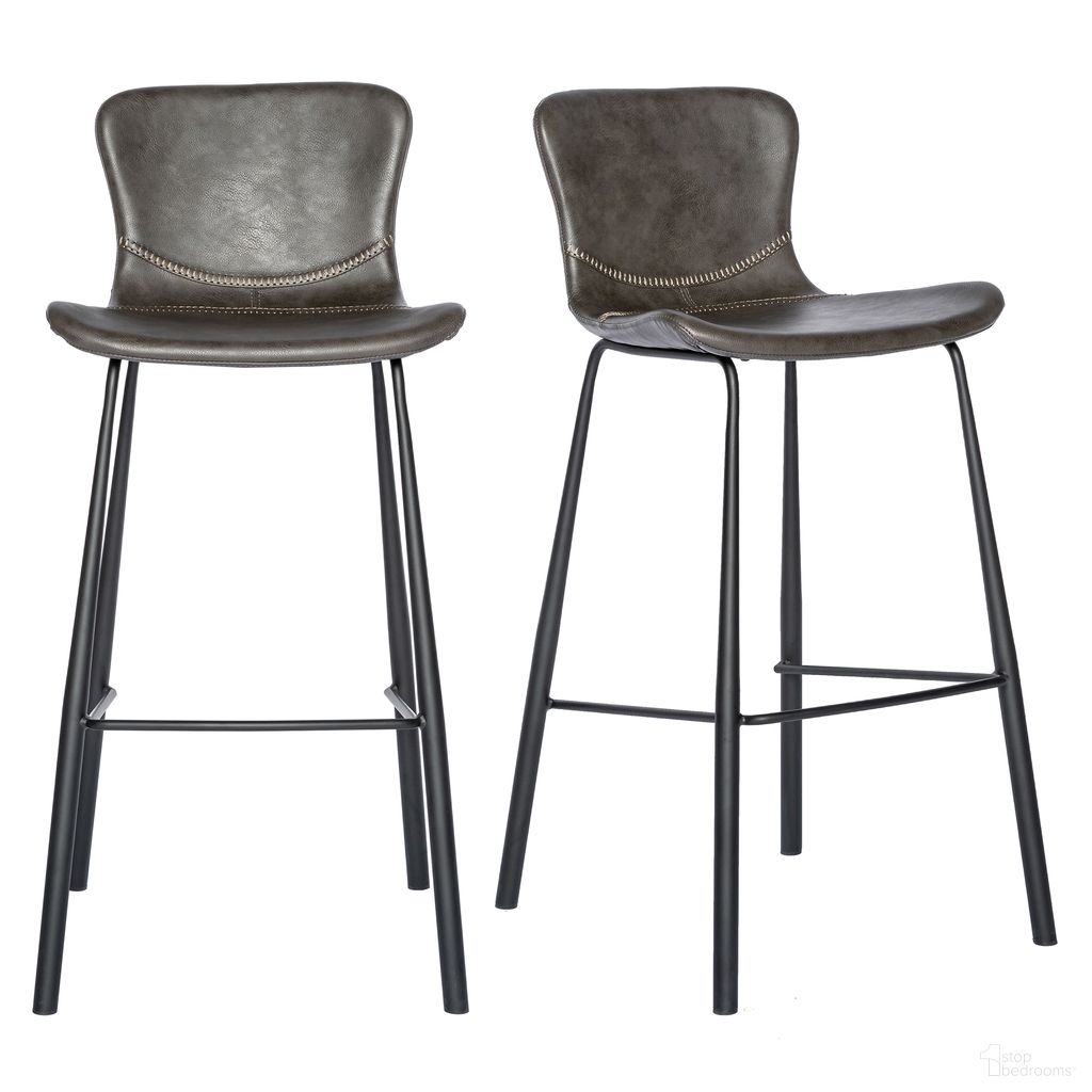 The appearance of Melody Barstool Set of 2 In Charcoal Gray designed by Euro Style in the modern / contemporary interior design. This charcoal gray piece of furniture was selected by 1StopBedrooms from Melody Collection to add a touch of cosiness and style into your home. Sku: 30514DKGRY. Material: Leather.