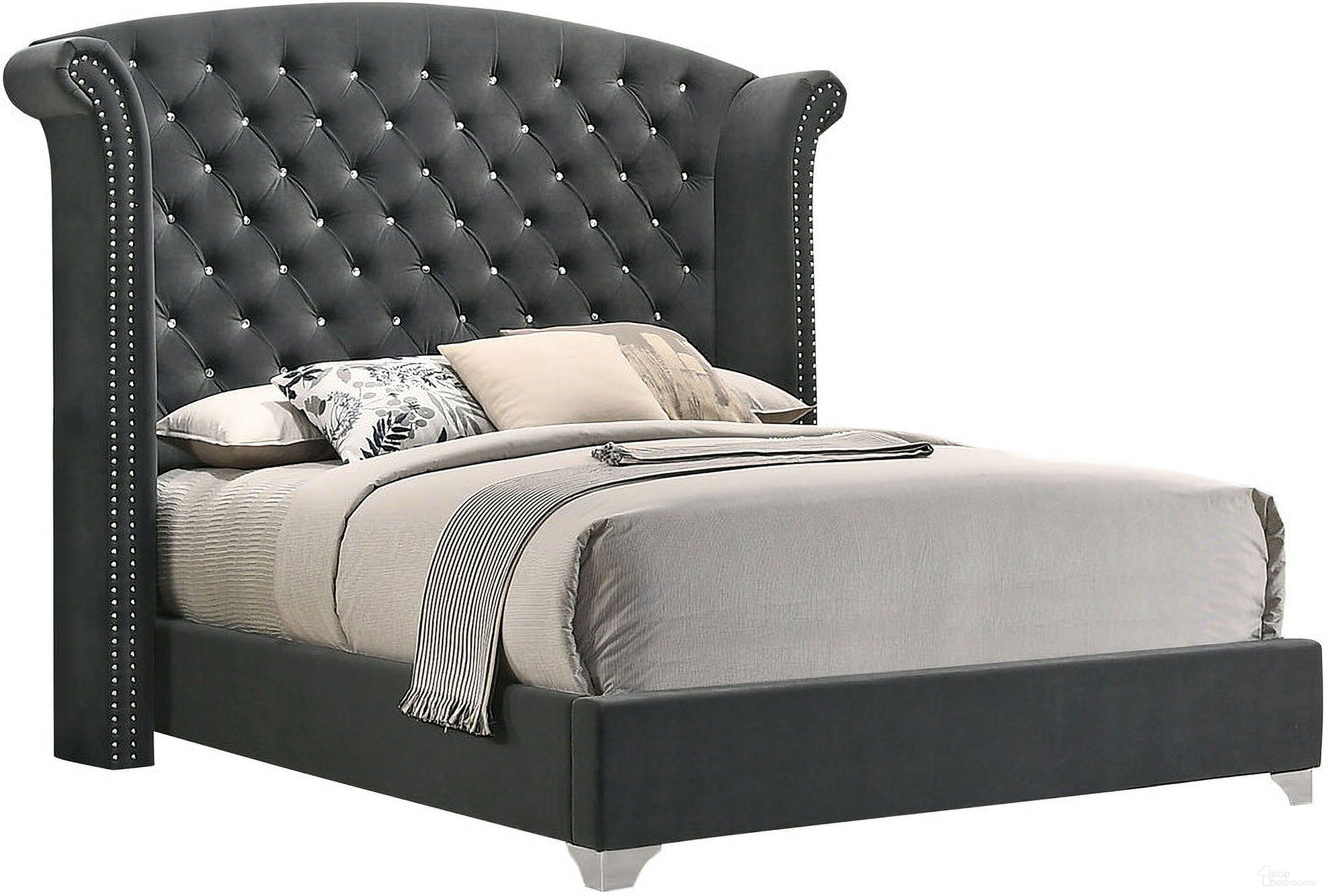 The appearance of Melody California King Wingback Upholstered Bed Grey designed by Coaster in the glam interior design. This grey piece of furniture was selected by 1StopBedrooms from Melody Collection to add a touch of cosiness and style into your home. Sku: 223381KWB1;223381KWB2;223381KWB3. Material: Upholstered. Bed Size: California King. Bed Type: Upholstered Bed.