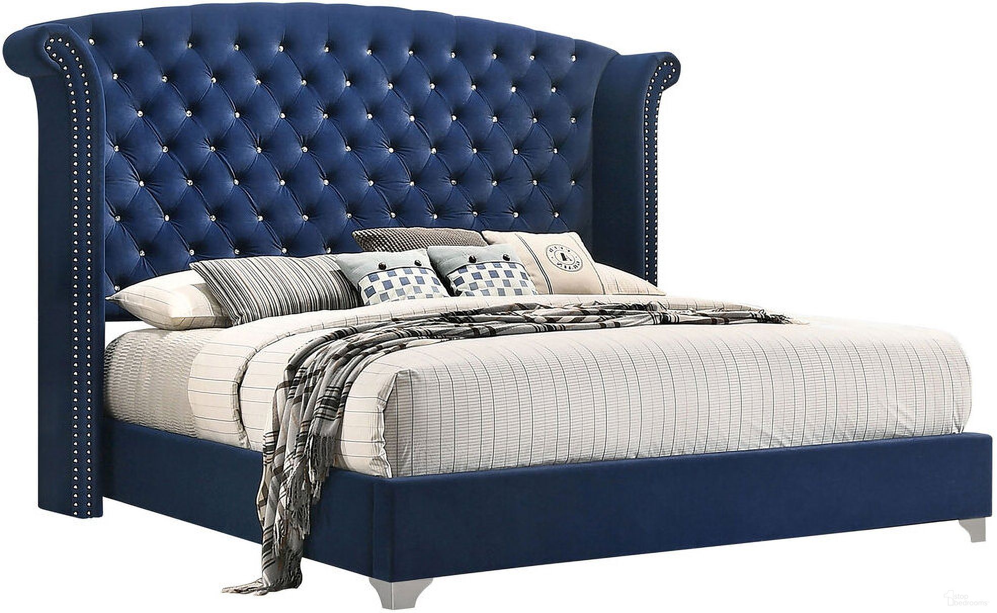 The appearance of Melody California King Wingback Upholstered Bed Pacific Blue designed by Coaster in the glam interior design. This pacific blue piece of furniture was selected by 1StopBedrooms from Melody Collection to add a touch of cosiness and style into your home. Sku: 223371KWB1;223371KWB2;223371KWB3. Material: Upholstered. Bed Size: California King. Bed Type: Upholstered Bed.