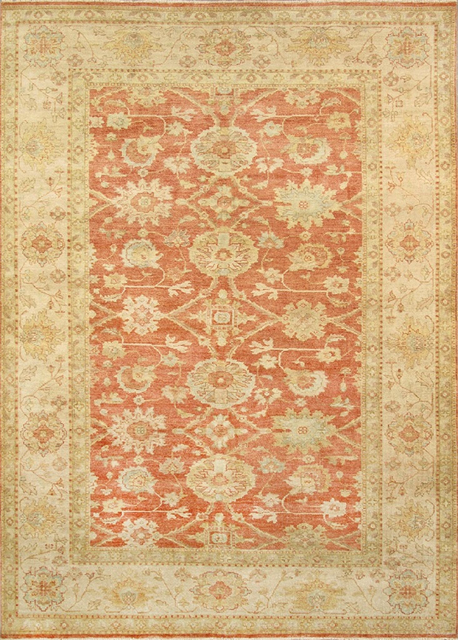 Melody Collection Hand-Knotted Lamb's Wool Area Rug- 10' 3" x 14' 1" In Ivory and Coral