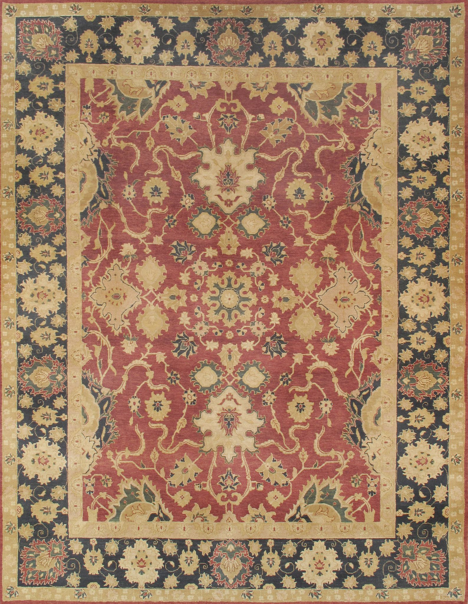 Melody Collection Hand-Knotted Lamb's Wool Area Rug-10' x 13'10" In Black and Red
