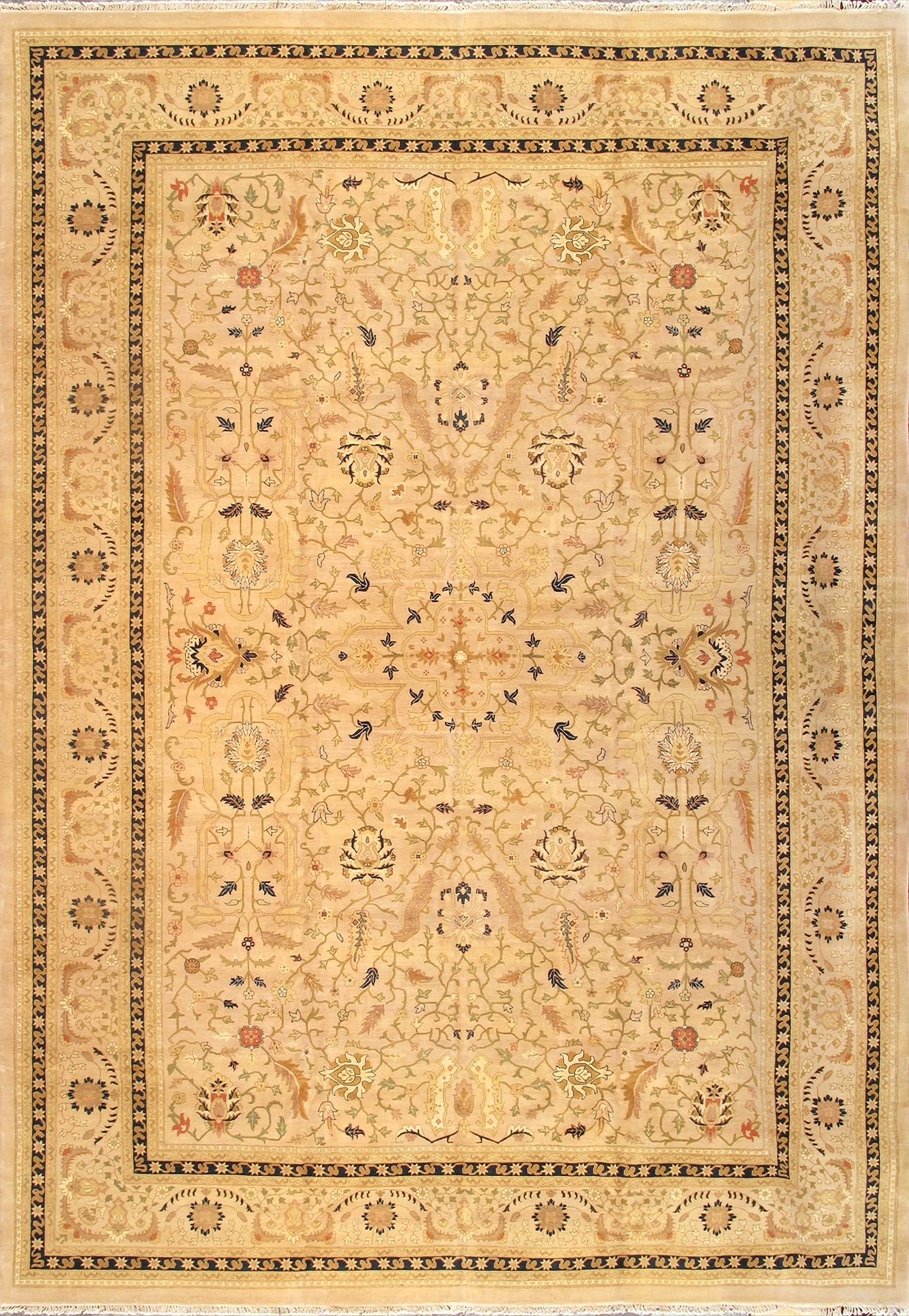 Melody Collection Hand-Knotted Lamb's Wool Area Rug- 12' 2" x 15' 1" In Camel