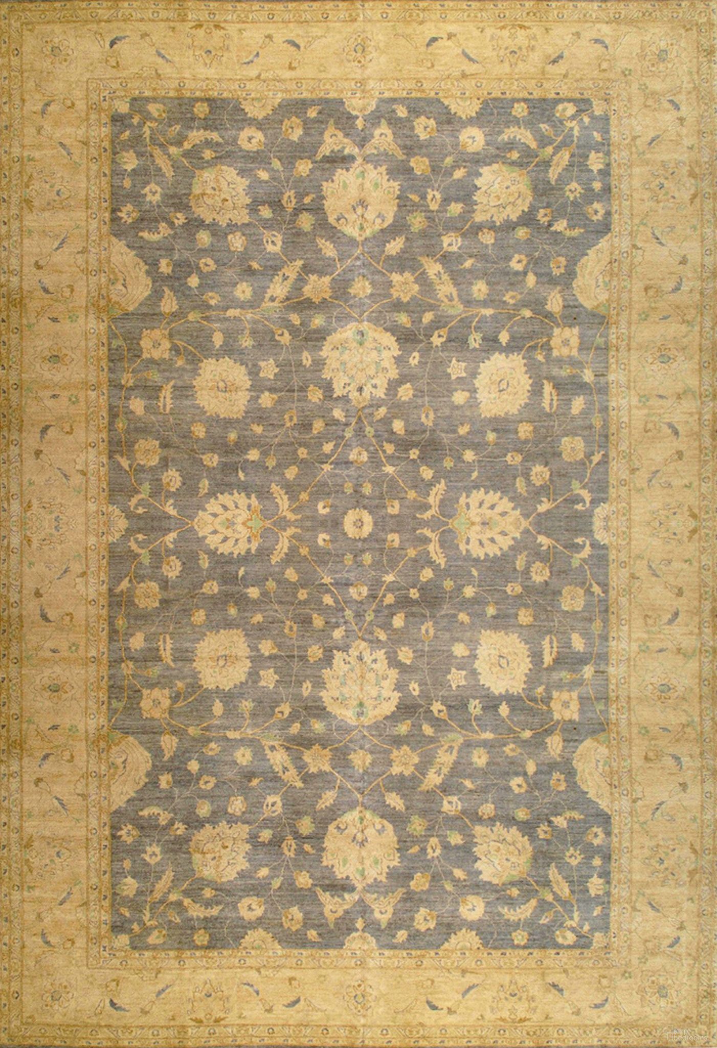 Melody Collection Hand-Knotted Lamb's Wool Area Rug- 12' 3" x 17' 7" In Light Gray and Beige