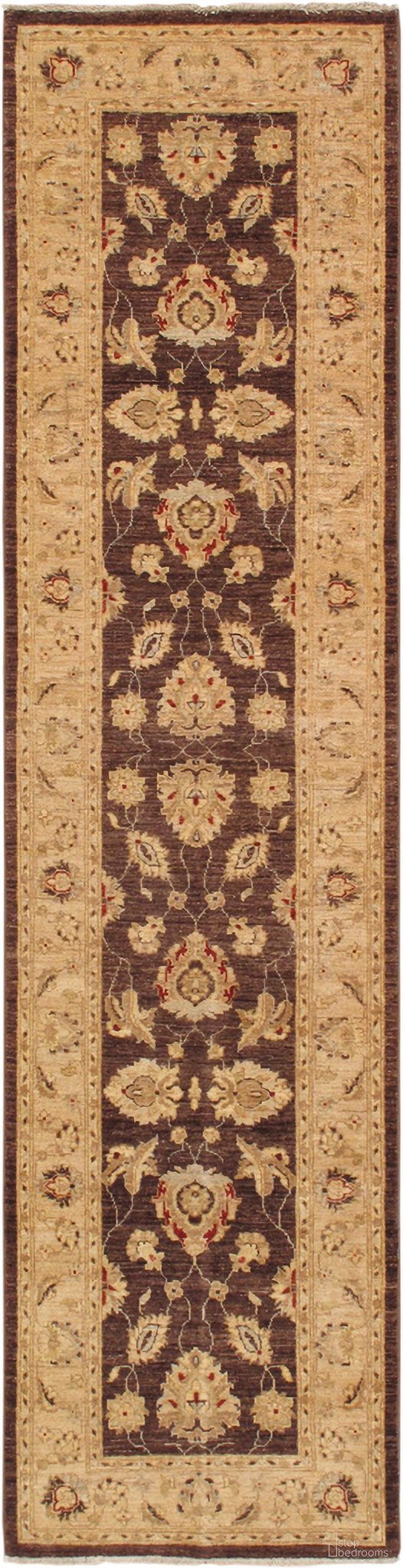 Melody Collection Hand-Knotted Lamb's Wool Runner- 2' 6" x 10' 2" In Brown and Beige