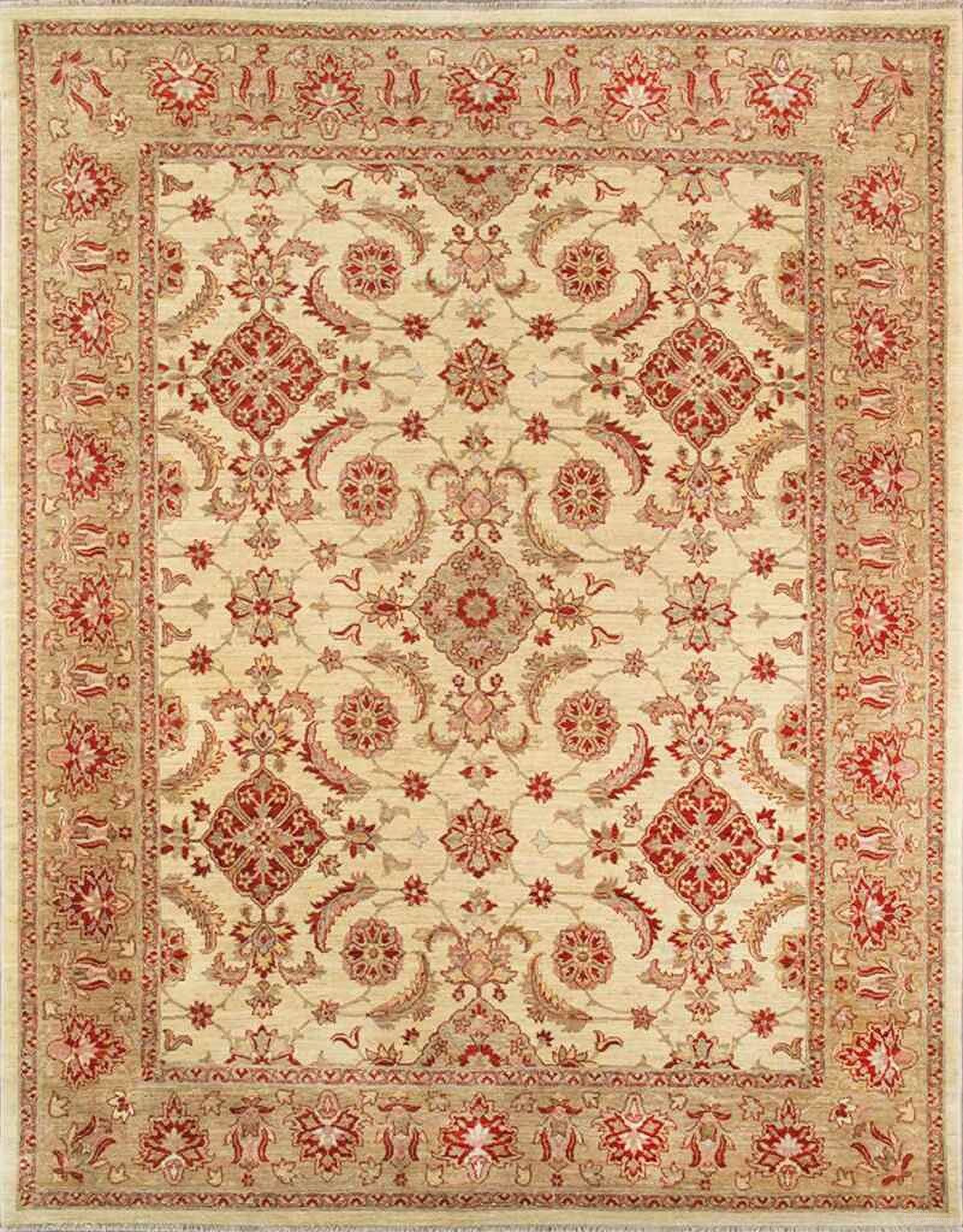 Melody Collection Hand-Knotted Lamb's Wool Runner 8' 1" x 10' 2" In Ivory and Gold