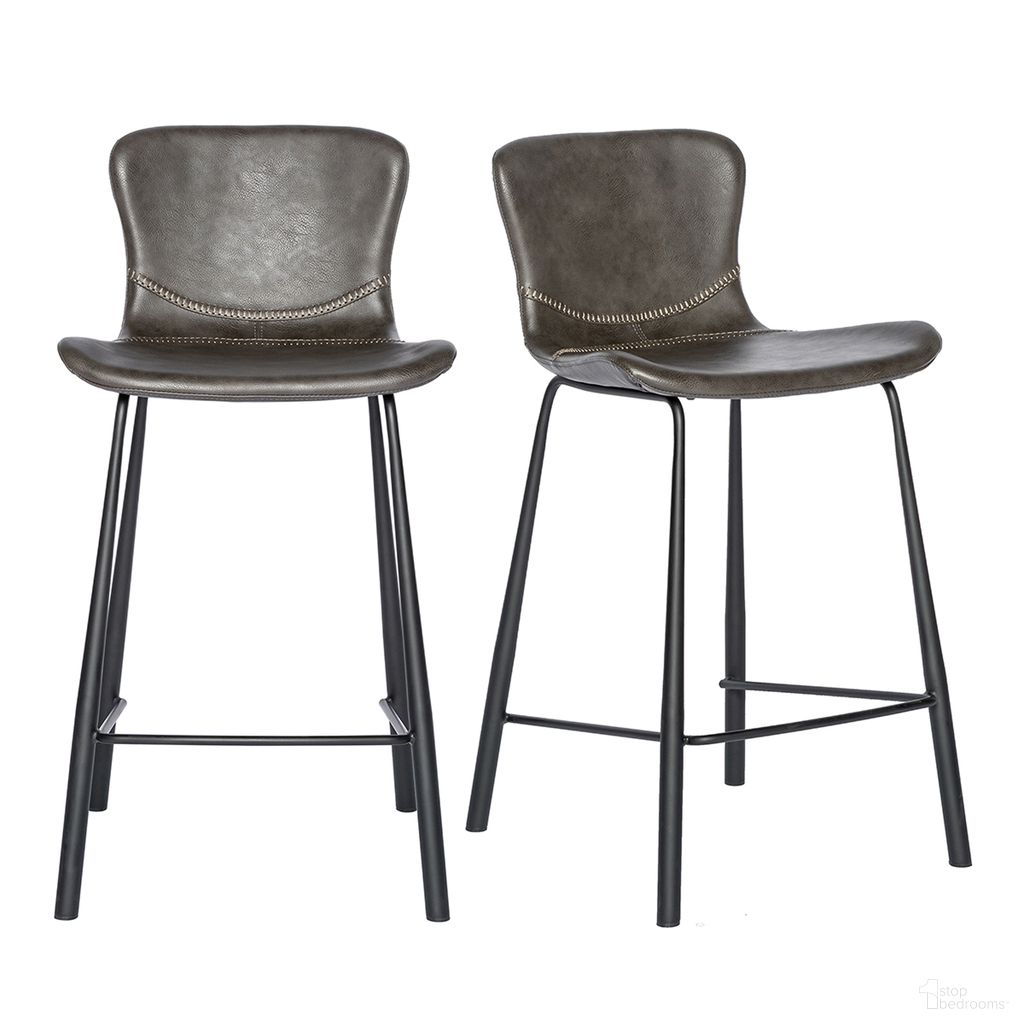 The appearance of Melody Counter Stool Set of 2 In Charcoal Gray designed by Euro Style in the modern / contemporary interior design. This charcoal gray piece of furniture was selected by 1StopBedrooms from Melody Collection to add a touch of cosiness and style into your home. Sku: 30512DKGRY. Material: Leather.
