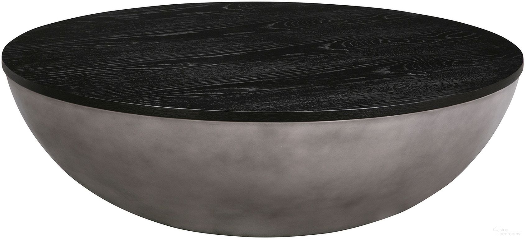 Melody Round Coffee Table In Concrete and Black Brushed Oak