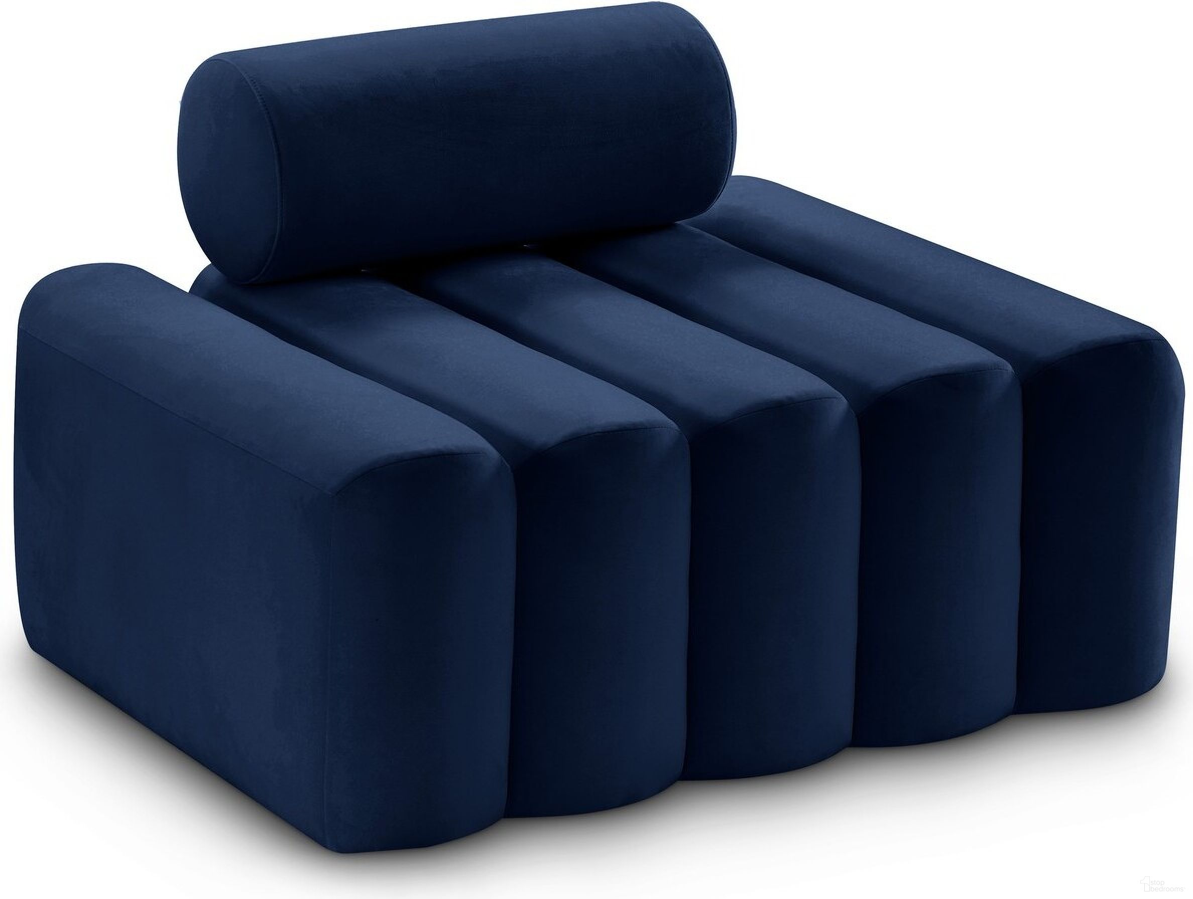 The appearance of Melody Velvet Chair In Navy designed by Meridian in the modern / contemporary interior design. This navy piece of furniture  was selected by 1StopBedrooms from Melody Collection to add a touch of cosiness and style into your home. Sku: 647Navy-C. Material: Velvet.
