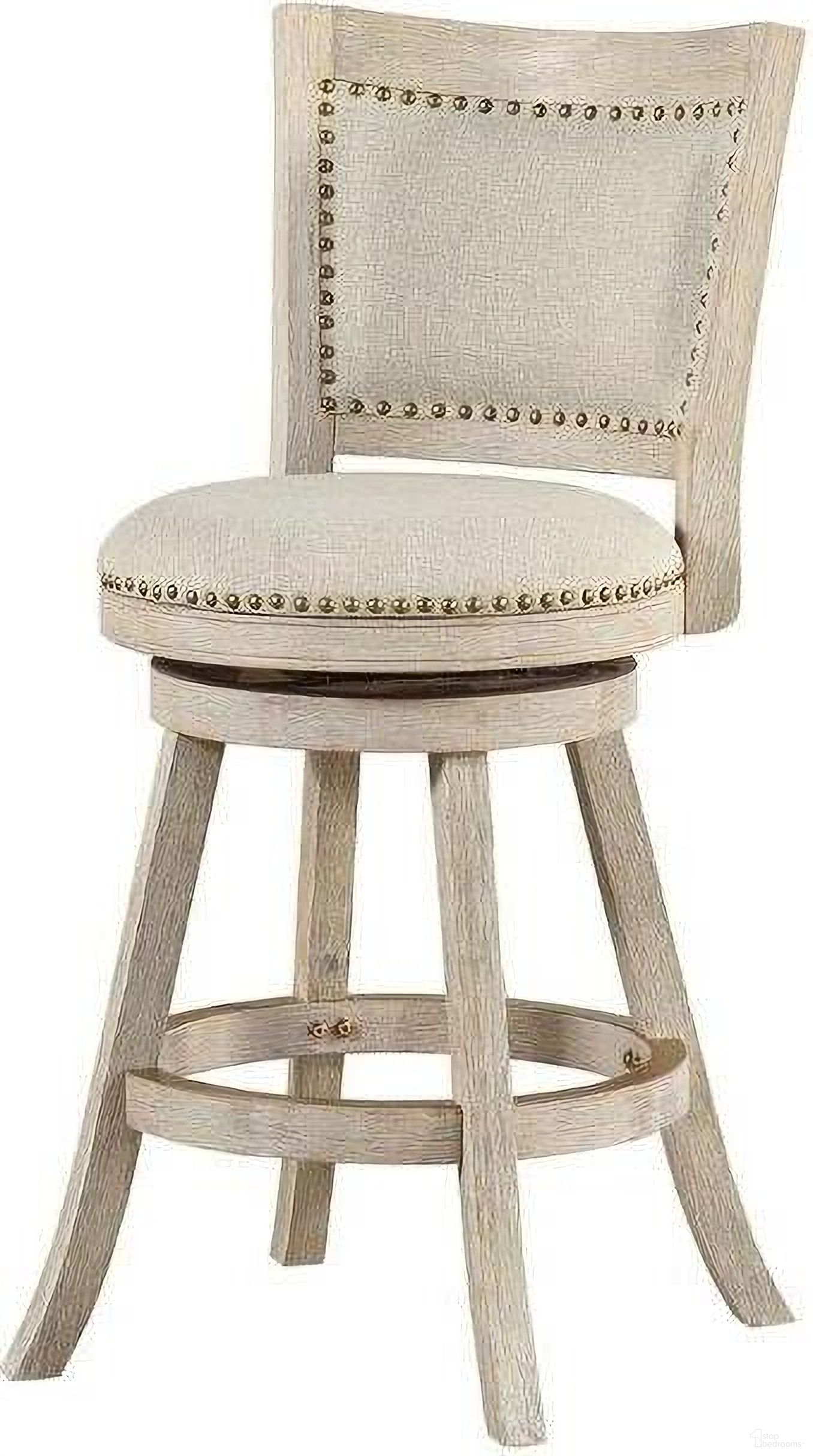 The appearance of Melrose 24 Inch Swivel Counter Stool In Ivory Wire-Brush designed by Boraam Industries in the traditional interior design. This ivory piece of furniture  was selected by 1StopBedrooms from Melrose Collection to add a touch of cosiness and style into your home. Sku: 76224. Material: Rubberwood.