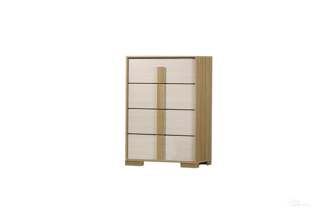 The appearance of Melrose Farmhouse Melamine MDF Chest in Natural and White designed by Best Quality Furniture in the country / farmhouse interior design. This natural and white piece of furniture was selected by 1StopBedrooms from Melrose Collection to add a touch of cosiness and style into your home. Sku: B780-C. Material: Melamine.