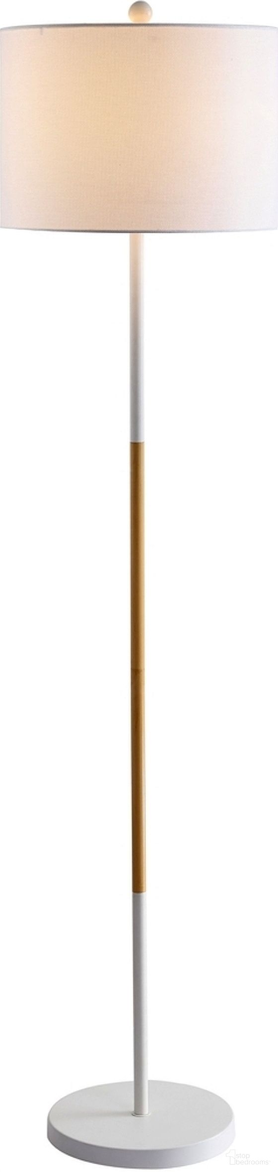 The appearance of Melrose White and Wood Finish Floor Lamp designed by Safavieh in the modern / contemporary interior design. This white piece of furniture  was selected by 1StopBedrooms from Safavieh FLL Collection to add a touch of cosiness and style into your home. Sku: FLL4034A. Material: Iron.