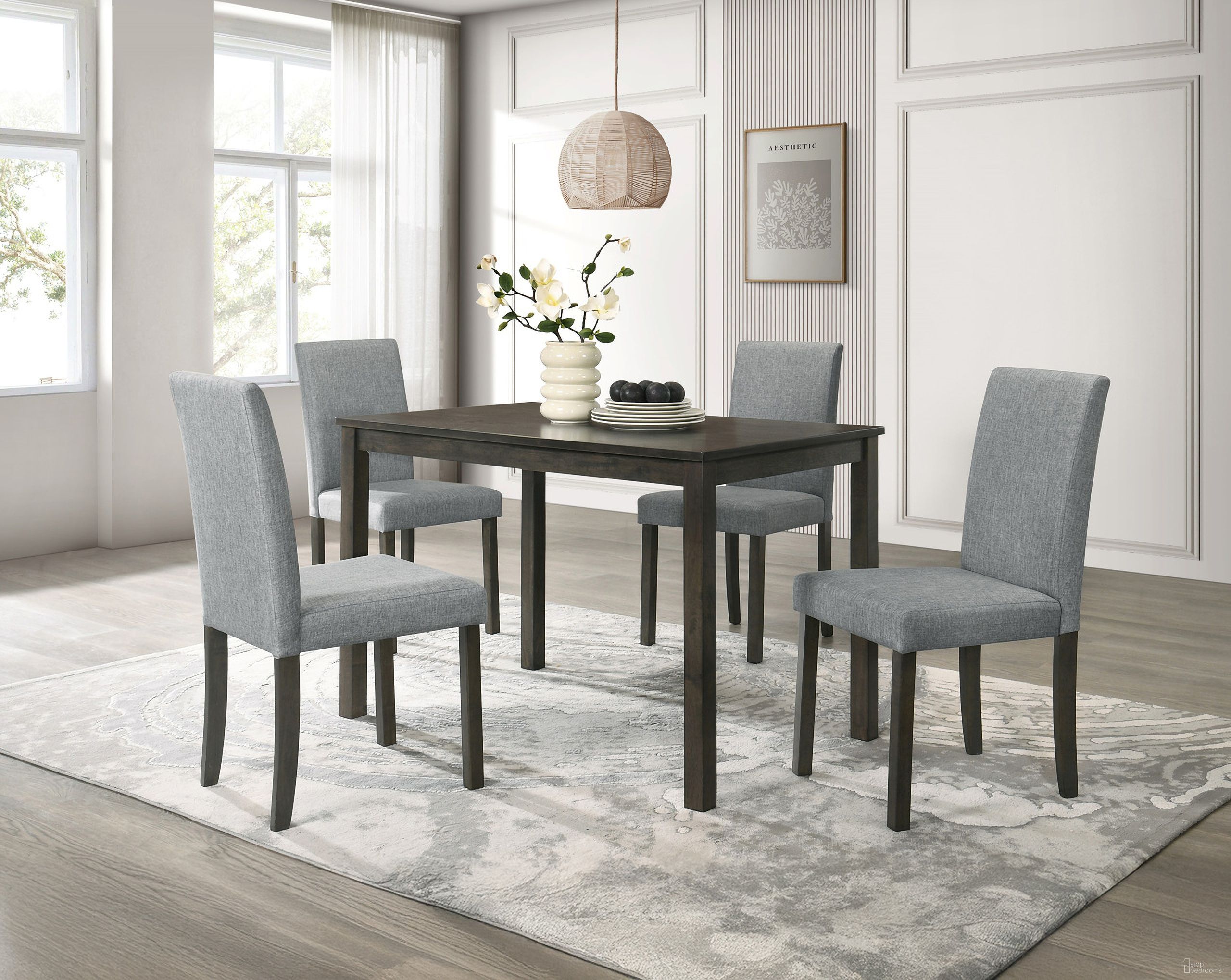 The appearance of Melshire Dining Room Set In Gray Brown designed by Crown Mark in the transitional interior design. This gray brown piece of furniture was selected by 1StopBedrooms from Melshire Collection to add a touch of cosiness and style into your home. Sku: 2310T-2844;2310S. Material: MDF. Table Top Shape: Rectangular. Size: 28" x 43".