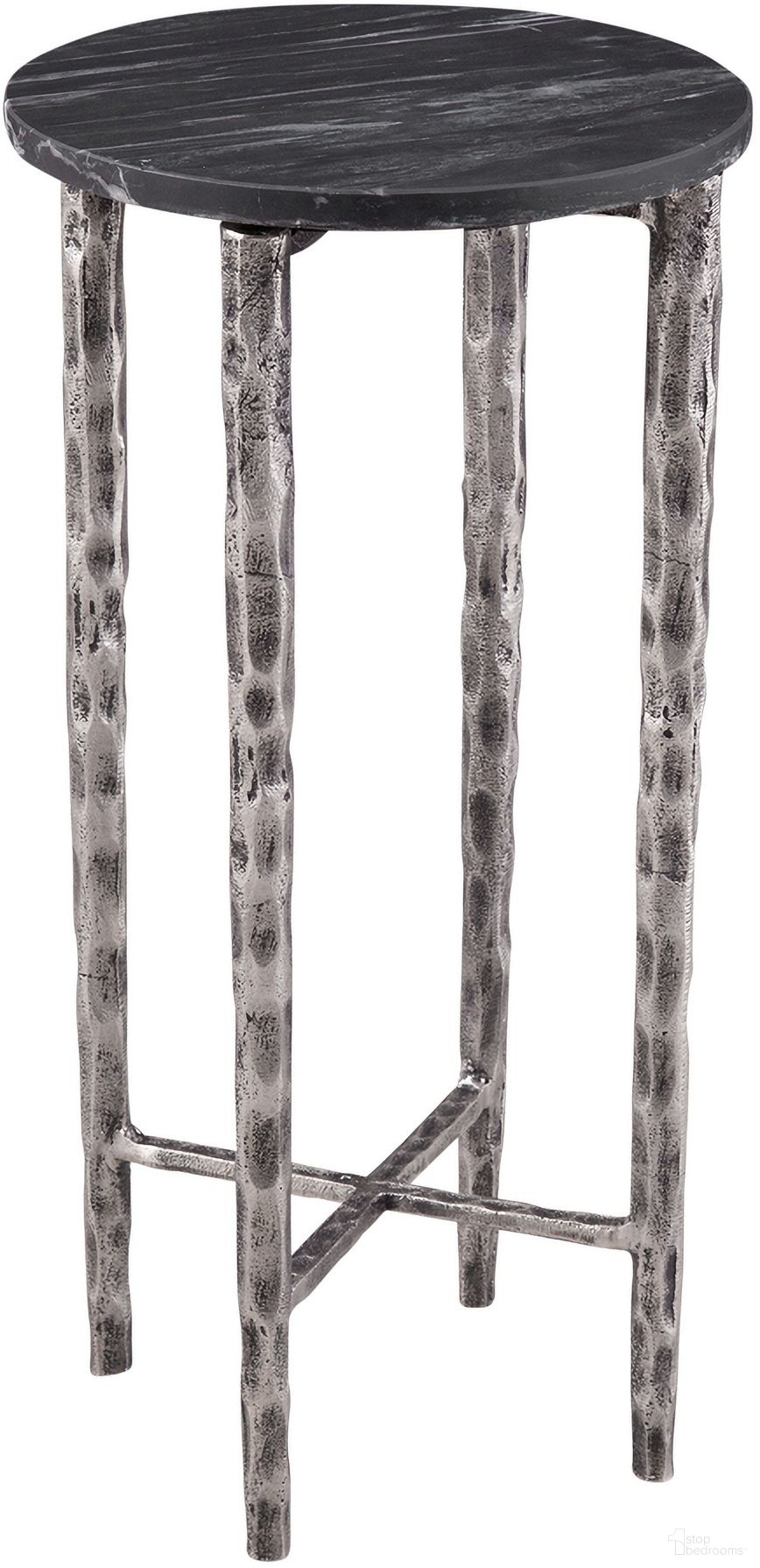 The appearance of Mendez Round Accent Table In Silver and Black Marble designed by Bassett Mirror Company in the modern / contemporary interior design. This silver and black piece of furniture  was selected by 1StopBedrooms from Mendez Collection to add a touch of cosiness and style into your home. Sku: 9123-LR-223. Material: Cast Aluminum.