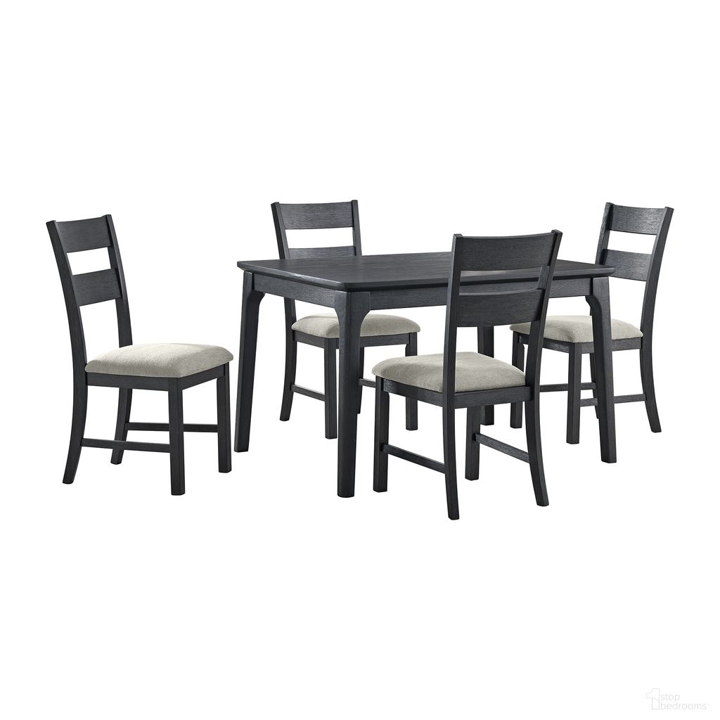 The appearance of Mendoza 5-Piece Dining Room Set In Grey and Black designed by Picket House in the transitional interior design. This grey/black piece of furniture was selected by 1StopBedrooms from Mendoza Collection to add a touch of cosiness and style into your home. Sku: D-12990-8-5DS. Table Base Style: Legs. Table Top Shape: Square. Material: Oak.