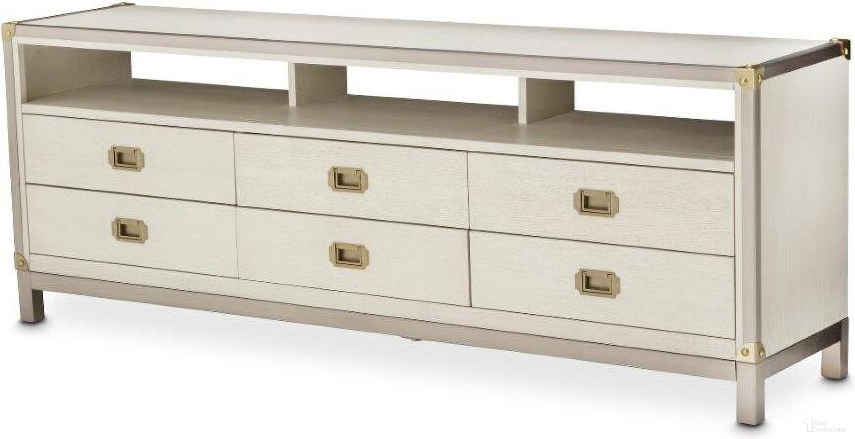 The appearance of Menlo Station Eucalyptus TV Console designed by Michael Amini in the transitional interior design. This eucalyptus piece of furniture was selected by 1StopBedrooms from Menlo Station Collection to add a touch of cosiness and style into your home. Sku: KI-MENP081-123. Material: Acacia.