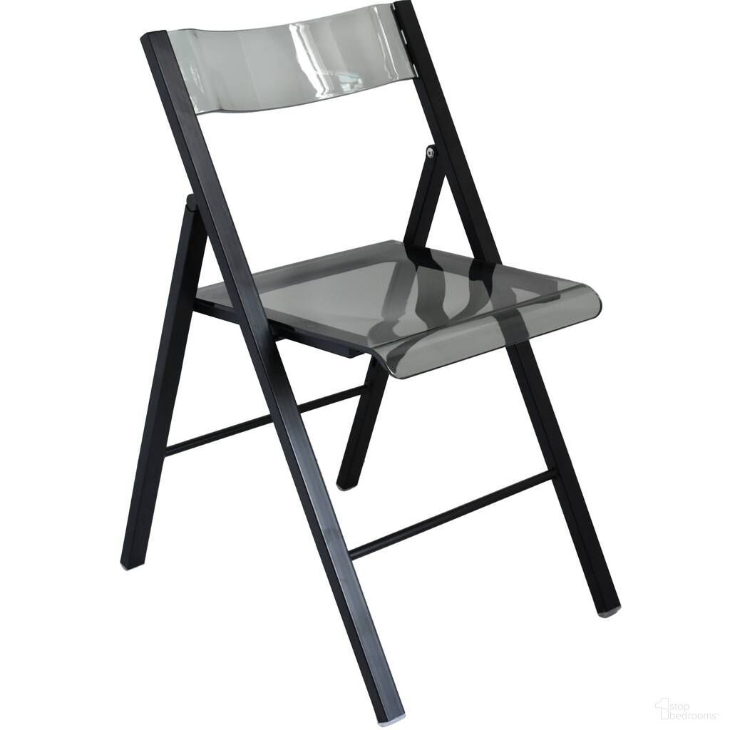 The appearance of Menno Modern Acrylic Folding Chair In Black Frame with Trans Black Seat designed by LeisureMod in the modern / contemporary interior design. This black piece of furniture  was selected by 1StopBedrooms from Menno Collection to add a touch of cosiness and style into your home. Sku: MFBL-15TBL. Material: Acrylic. Chair Type: Side Chair.