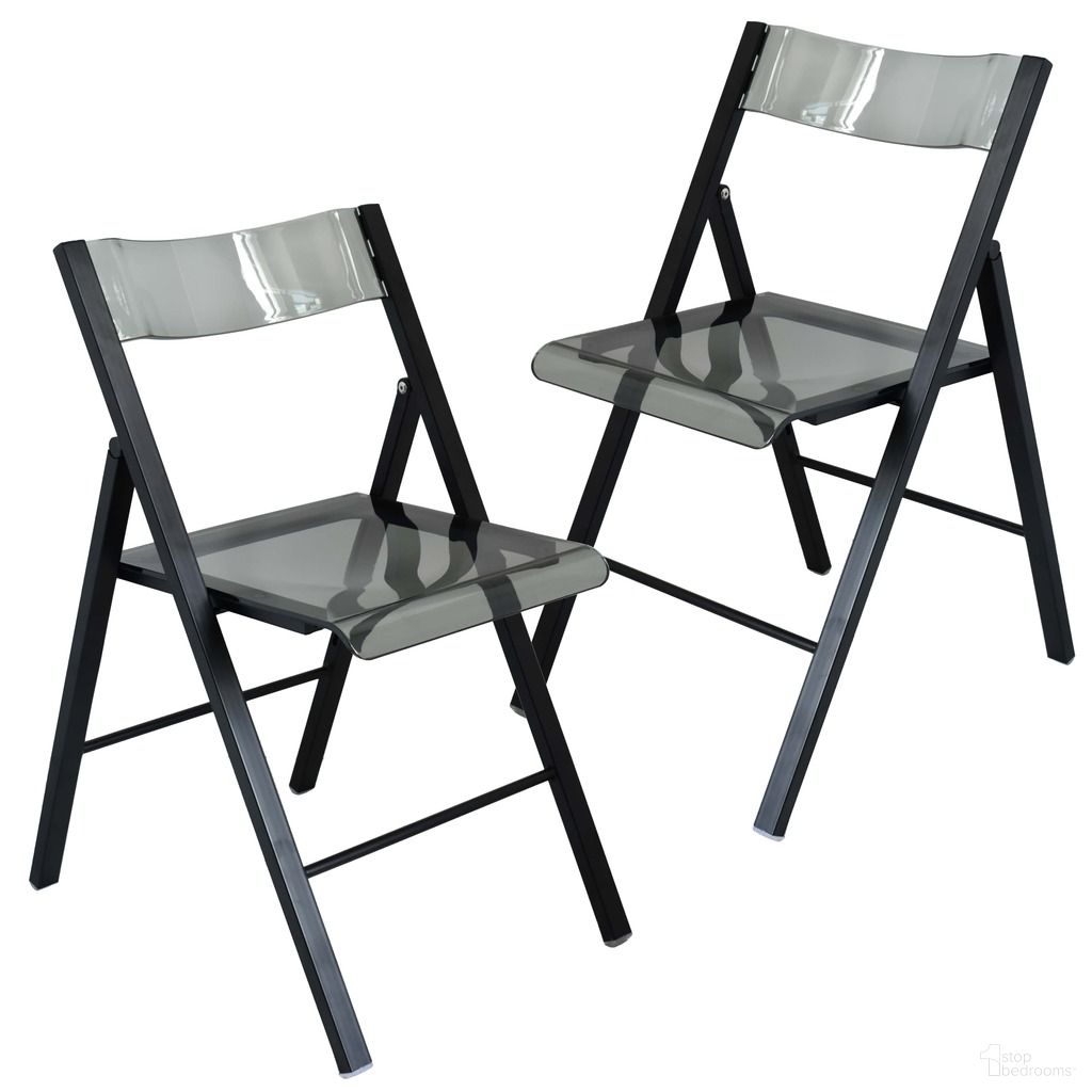 The appearance of Menno Modern Acrylic Folding Chair Set of 2 In Black Frame with Trans Black Seat designed by LeisureMod in the modern / contemporary interior design. This black piece of furniture was selected by 1StopBedrooms from Menno Collection to add a touch of cosiness and style into your home. Sku: MFBL-15TBL2. Material: Acrylic. Chair Type: Side Chair.