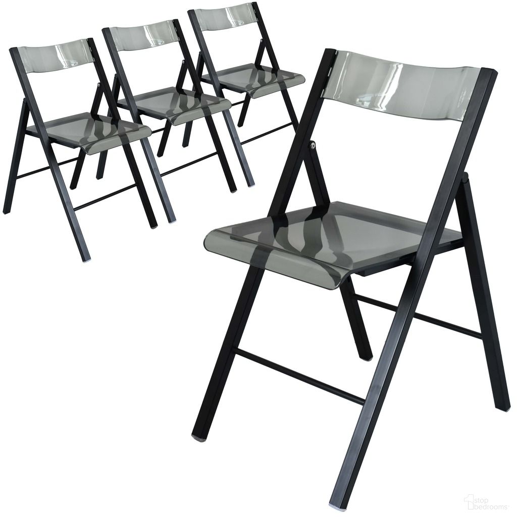 The appearance of Menno Modern Acrylic Folding Chair Set of 4 In Black Frame with Trans Black Seat designed by LeisureMod in the modern / contemporary interior design. This black piece of furniture was selected by 1StopBedrooms from Menno Collection to add a touch of cosiness and style into your home. Sku: MFBL-15TBL4. Material: Acrylic. Chair Type: Side Chair.