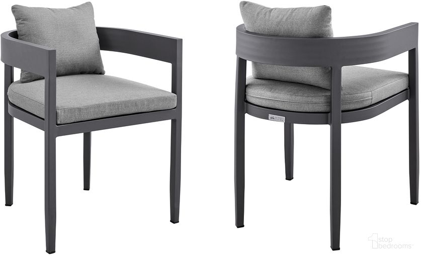 The appearance of Menorca Outdoor Patio Dining Chairs Set of 2 In Dark Gray designed by Armen Living in the modern / contemporary interior design. This dark gray piece of furniture was selected by 1StopBedrooms from Menorca Collection to add a touch of cosiness and style into your home. Sku: LCMQCHGR. Material: Aluminum.