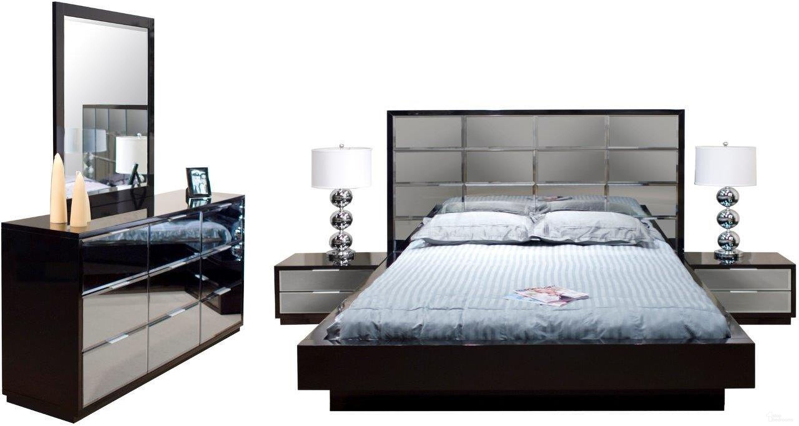 Mera Black Lacquer King Bed by Sharelle Furnishings 1StopBedrooms