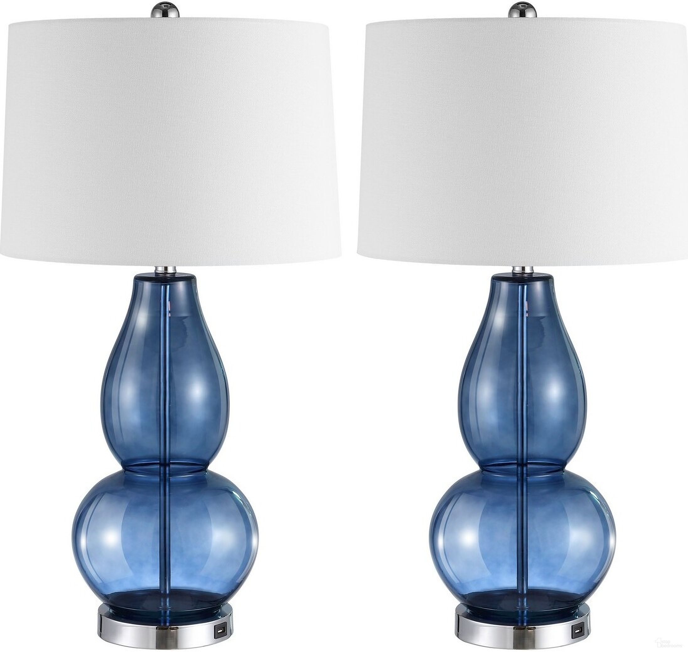 Mercurio 28 Inch Blue Table Lamp Set of 2 with Usb Port