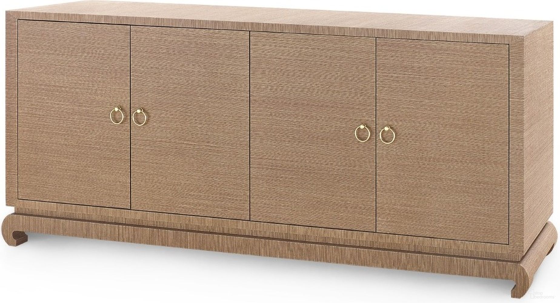The appearance of Meredith Extra Large 4-Door Cabinet In Flax Brown designed by Villa & House in the transitional interior design. This brown piece of furniture was selected by 1StopBedrooms from Meredith Collection to add a touch of cosiness and style into your home. Sku: MRD-460-464.