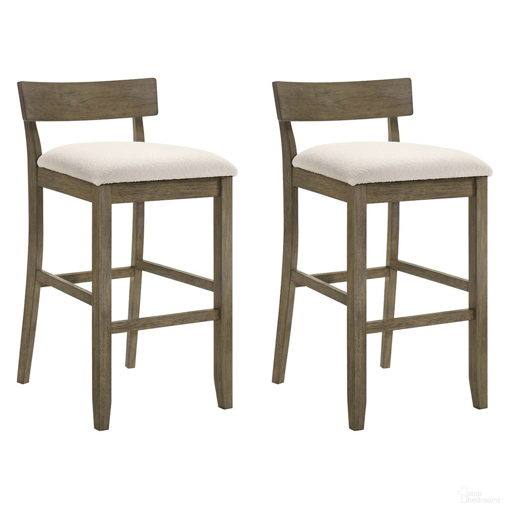 Merie Bar Height Bar Stool Set of 2 In Putty Brown and White