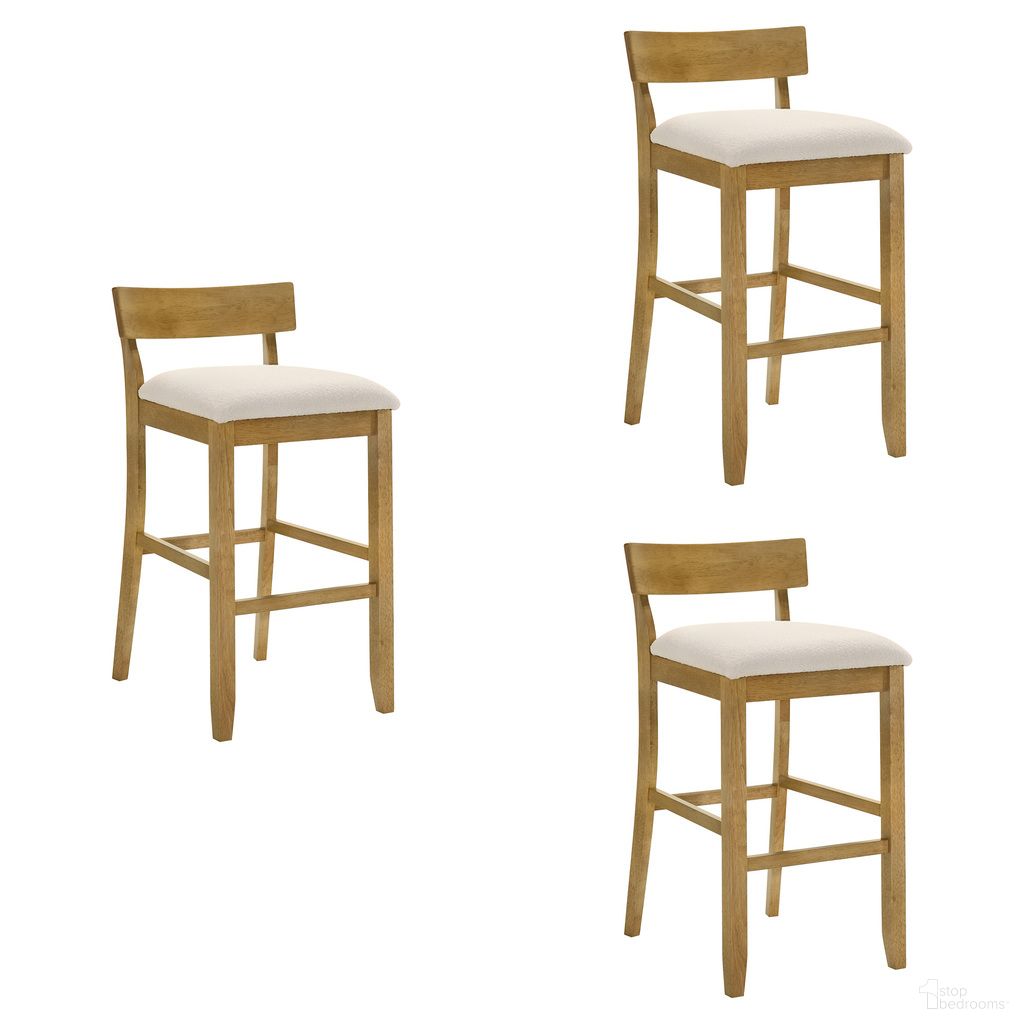 The appearance of Merie Bar Height Bar Stool Set of 3 In Amber Glow and White designed by Armen Living in the modern / contemporary interior design. This amber glow and white piece of furniture was selected by 1StopBedrooms from Merie Collection to add a touch of cosiness and style into your home. Sku: LCMRBAWHAG30;LCMRBAWHAG30;LCMRBAWHAG30. Material: Polyester.
