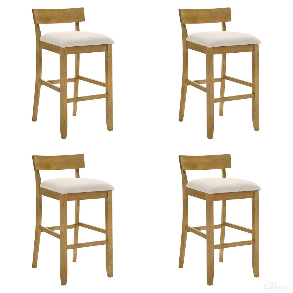 The appearance of Merie Bar Height Bar Stool Set of 4 In Amber Glow and White designed by Armen Living in the modern / contemporary interior design. This amber glow and white piece of furniture was selected by 1StopBedrooms from Merie Collection to add a touch of cosiness and style into your home. Sku: LCMRBAWHAG30;LCMRBAWHAG30;LCMRBAWHAG30;LCMRBAWHAG30. Material: Polyester.