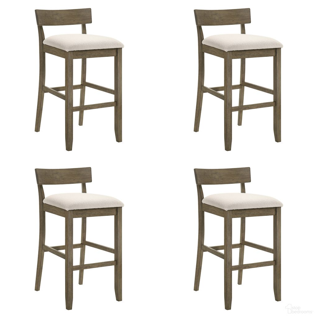 Merie Bar Height Bar Stool Set of 4 In Putty Brown and White