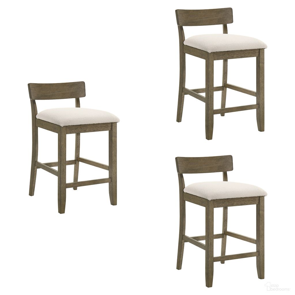 The appearance of Merie Counter Height Bar Stool Set of 3 In Putty Brown and White designed by Armen Living in the modern / contemporary interior design. This putty brown and white piece of furniture was selected by 1StopBedrooms from Merie Collection to add a touch of cosiness and style into your home. Sku: LCMRBAWHPB26;LCMRBAWHPB26;LCMRBAWHPB26. Material: Polyester.