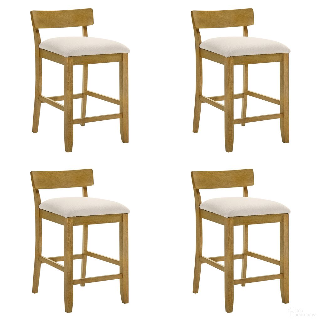 The appearance of Merie Counter Height Bar Stool Set of 4 In Amber Glow and White designed by Armen Living in the modern / contemporary interior design. This amber glow and white piece of furniture was selected by 1StopBedrooms from Merie Collection to add a touch of cosiness and style into your home. Sku: LCMRBAWHAG26;LCMRBAWHAG26;LCMRBAWHAG26;LCMRBAWHAG26. Material: Polyester.
