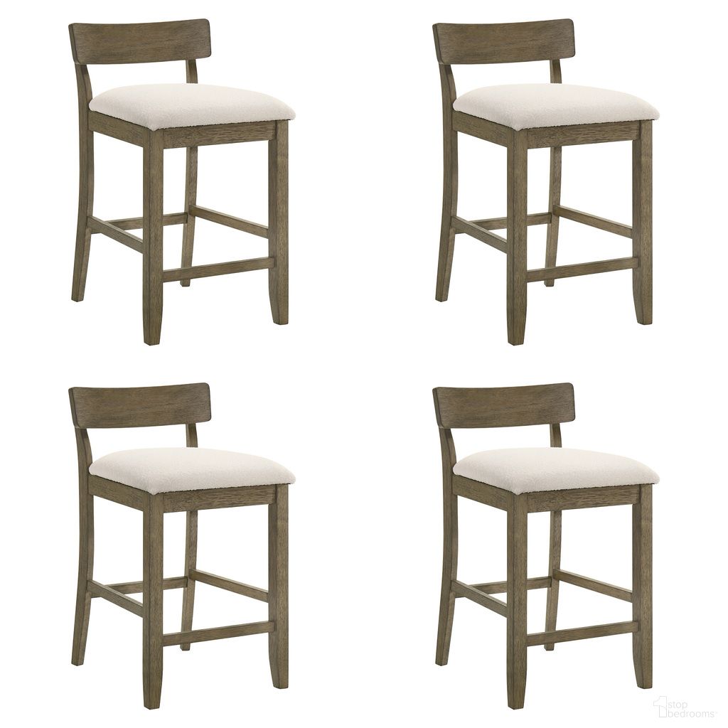 The appearance of Merie Counter Height Bar Stool Set of 4 In Putty Brown and White designed by Armen Living in the modern / contemporary interior design. This putty brown and white piece of furniture was selected by 1StopBedrooms from Merie Collection to add a touch of cosiness and style into your home. Sku: LCMRBAWHPB26;LCMRBAWHPB26;LCMRBAWHPB26;LCMRBAWHPB26. Material: Polyester.