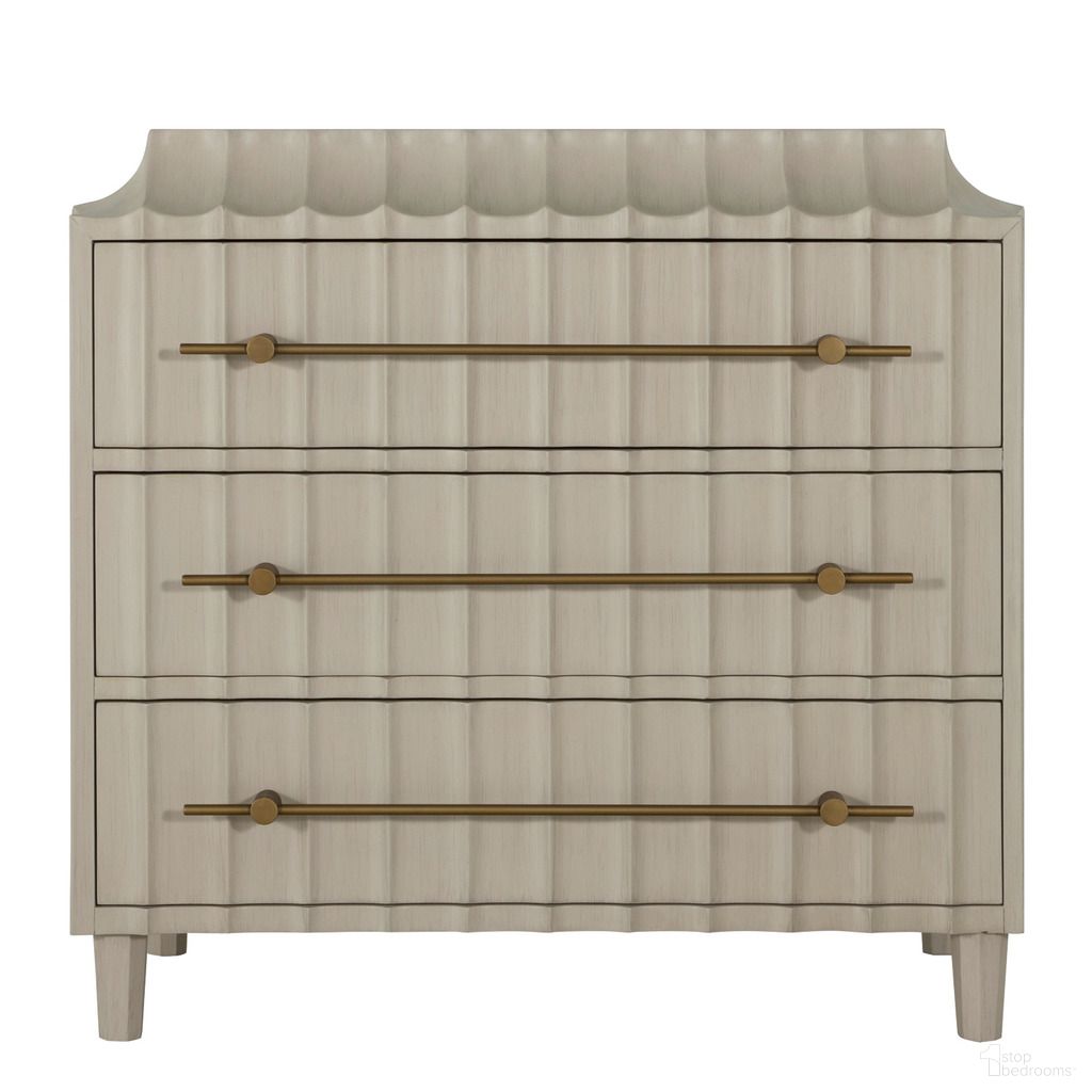 The appearance of Merigold Chest In Brushed Gold and Sesame White designed by Gabby in the transitional interior design. This brushed gold/sesame white piece of furniture was selected by 1StopBedrooms from Merigold Collection to add a touch of cosiness and style into your home. Sku: SCH-175498. Material: Wood.