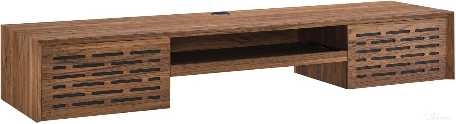 The appearance of Merit 60 Inch Wall Mount Wood Office Desk In Walnut designed by Modway in the modern / contemporary interior design. This walnut piece of furniture was selected by 1StopBedrooms from Merit Collection to add a touch of cosiness and style into your home. Sku: EEI-5744-WAL. Material: MDF.