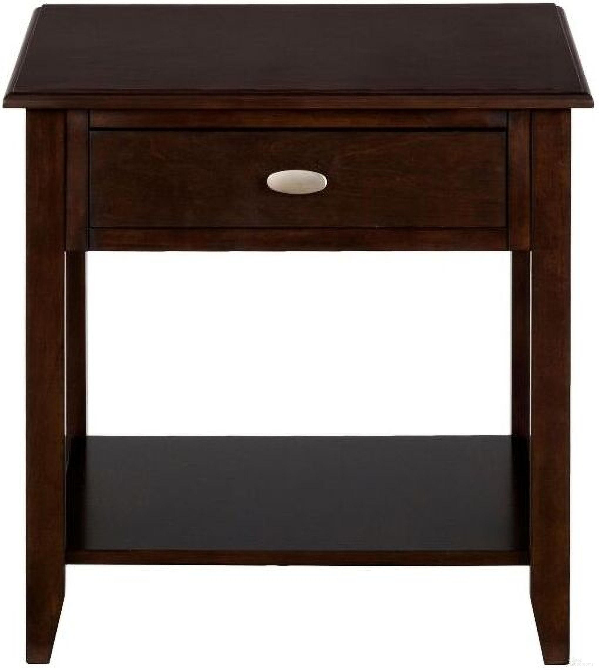 The appearance of Merlot Warm End Table In Merlot designed by Jofran in the transitional interior design. This merlot piece of furniture was selected by 1StopBedrooms from Merlot Collection to add a touch of cosiness and style into your home. Sku: 1030-3. Material: MDF.