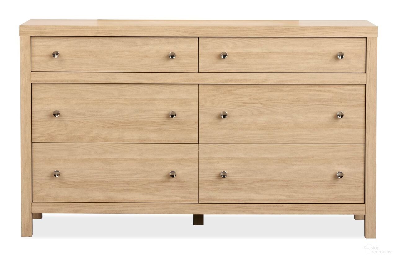 The appearance of Merrifield Double Drawer Dresser In Sandstone Beige designed by Magnussen in the transitional interior design. This sandstone beige piece of furniture was selected by 1StopBedrooms from Merrifield Collection to add a touch of cosiness and style into your home. Sku: B5906-22. Material: Laminate.