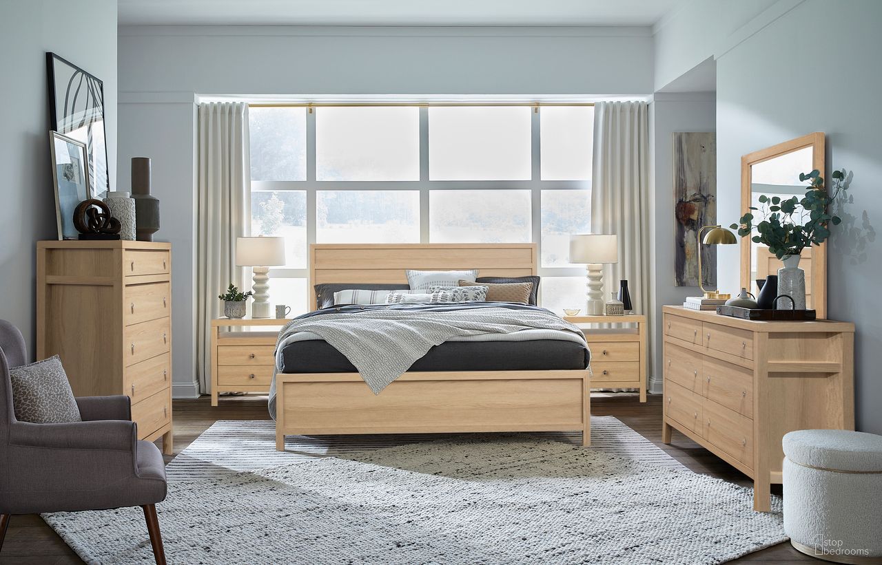 The appearance of Merrifield Panel Bedroom Set In Sandstone Beige designed by Magnussen in the transitional interior design. This sandstone beige piece of furniture was selected by 1StopBedrooms from Merrifield Collection to add a touch of cosiness and style into your home. Sku: B5906-54H;B5906-54F;B5906-54R;B5906-01. Bed Size: King. Material: Hardwood.