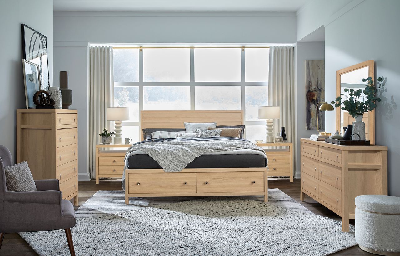 Merrifield Panel Storage Bedroom Set In Sandstone Beige