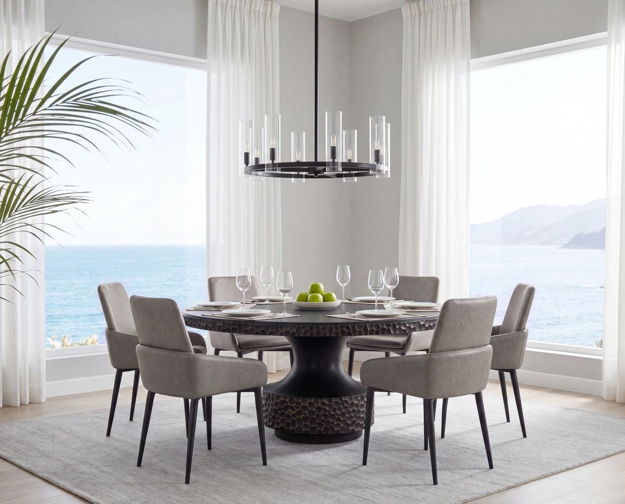 Mersin 59 Inch Dining Room Set In Black