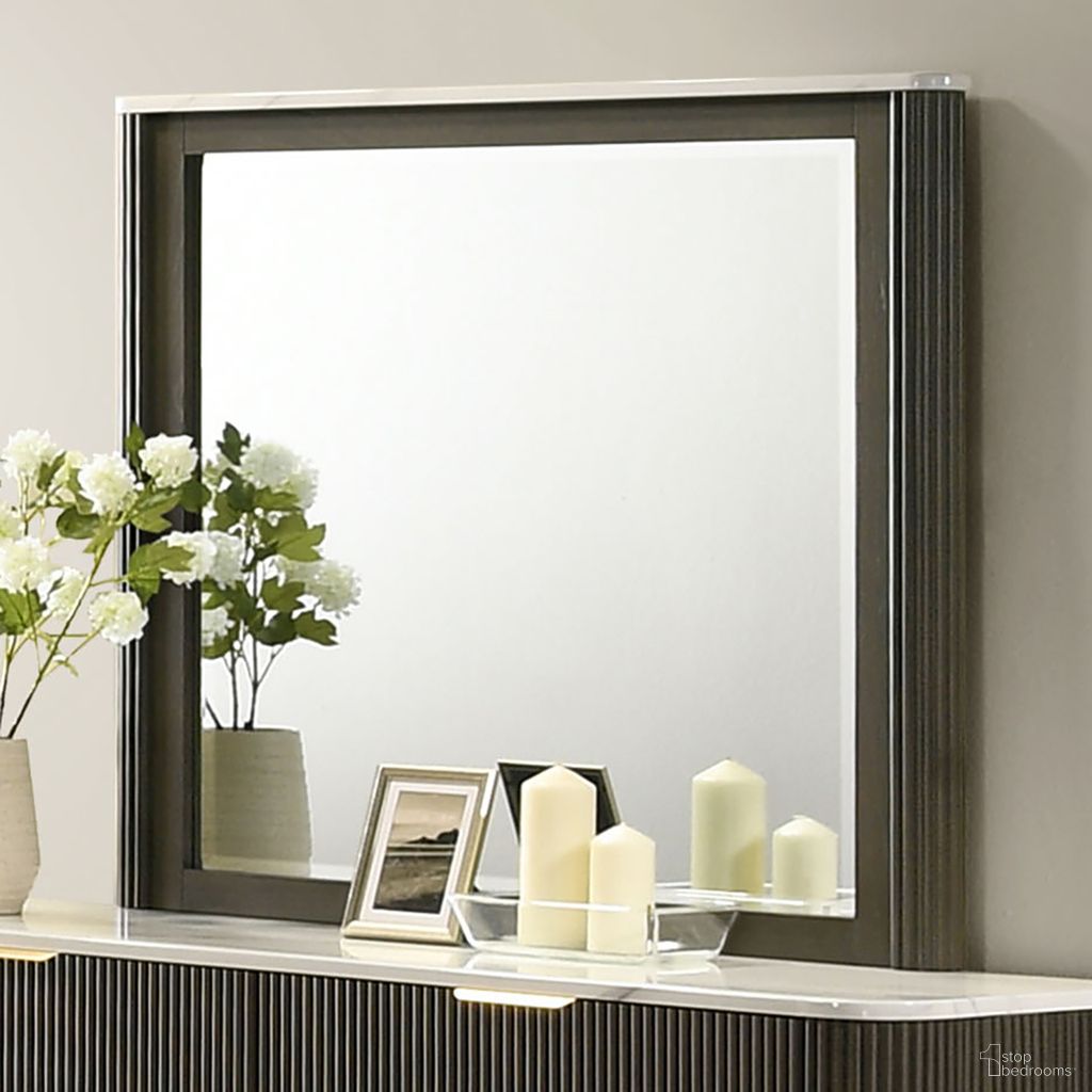 The appearance of Merthyr Mirror In Dark Walnut designed by Furniture of America in the modern / contemporary interior design. This dark walnut piece of furniture  was selected by 1StopBedrooms from Merthyr Collection to add a touch of cosiness and style into your home. Sku: FM72014DW-M. Material: Rubberwood.
