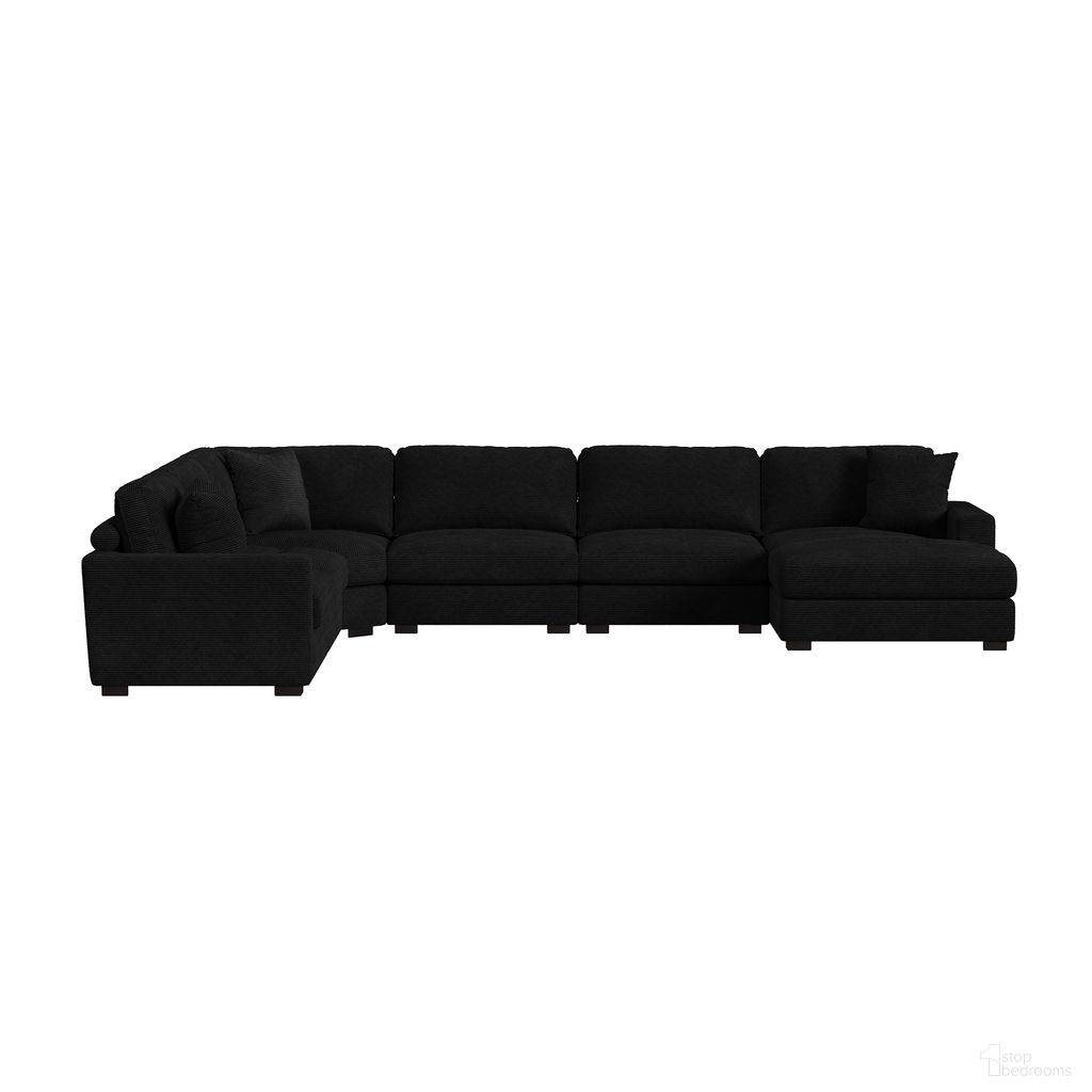 The appearance of Mesa 6-Piece Sectional Set with RHF Chaise In Black designed by Picket House in the transitional interior design. This black piece of furniture was selected by 1StopBedrooms from Mesa Collection to add a touch of cosiness and style into your home. Sku: U-8540-9446-140;U-8540-9446-103;U-8540-9446-103;U-8540-9446-103;U-8540-9446-210;U-8540-9446-157. Material: Polyester. Orientation: RAF.