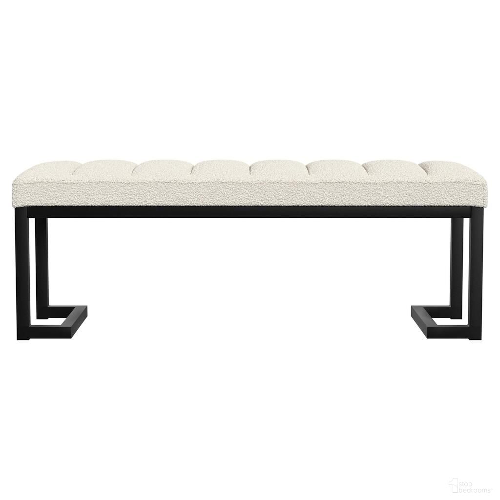Mesa Boucle Upholstered Tufted Accent Bench In Vanilla