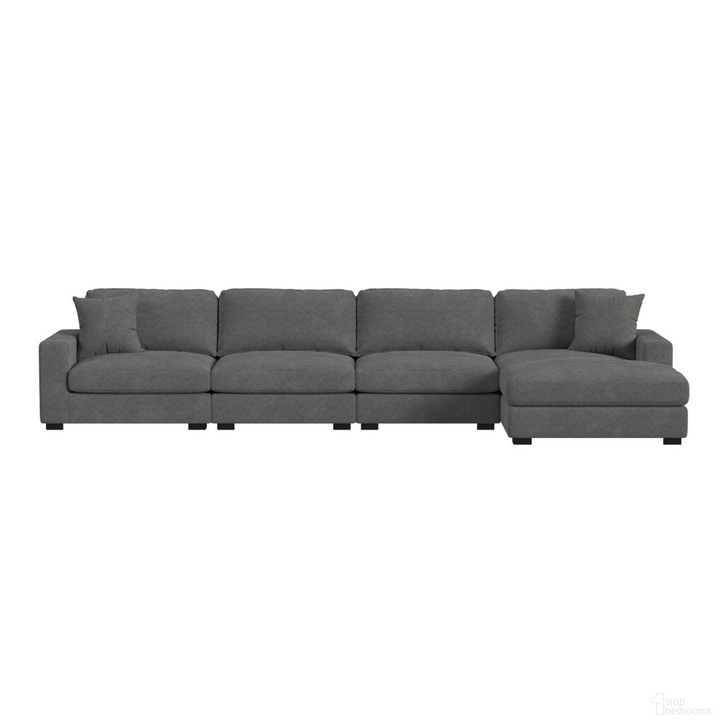 The appearance of Mesa Modular 4-Piece Sectional Set with RHF Chaise In Charcoal designed by Picket House in the transitional interior design. This charcoal piece of furniture was selected by 1StopBedrooms from Mesa Collection to add a touch of cosiness and style into your home. Sku: U-8540-9442-157;U-8540-9442-103;U-8540-9442-103;U-8540-9442-140. Material: Polyester. Orientation: RAF.
