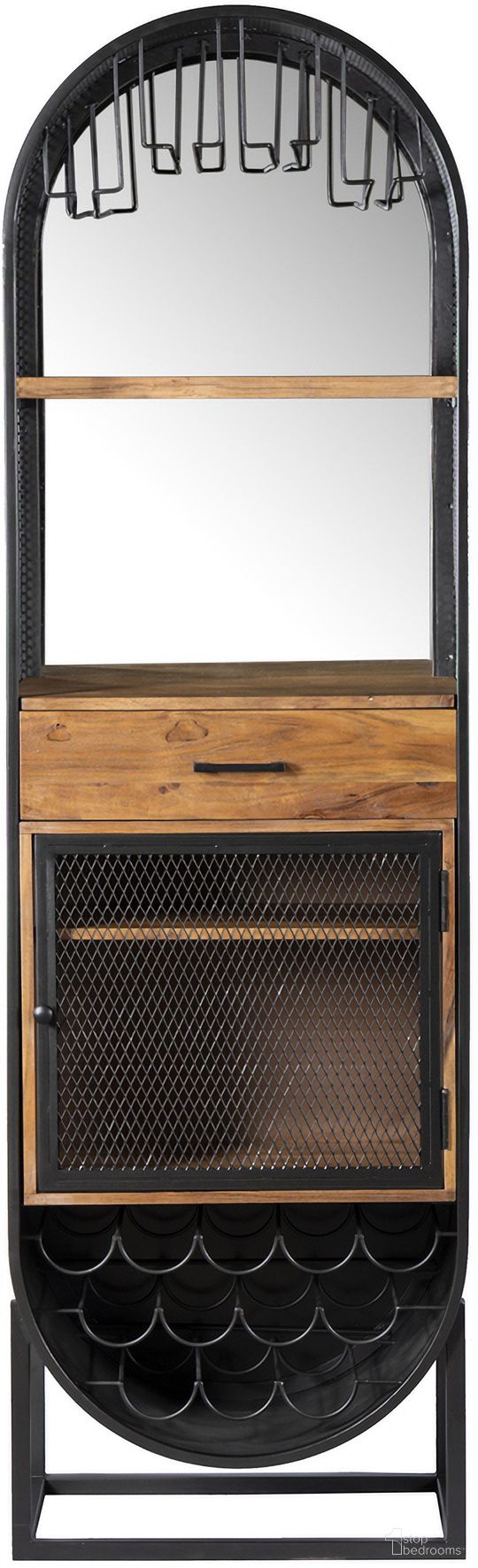 Mescalero Bar Cabinet with Iron and Mango Wood In Black