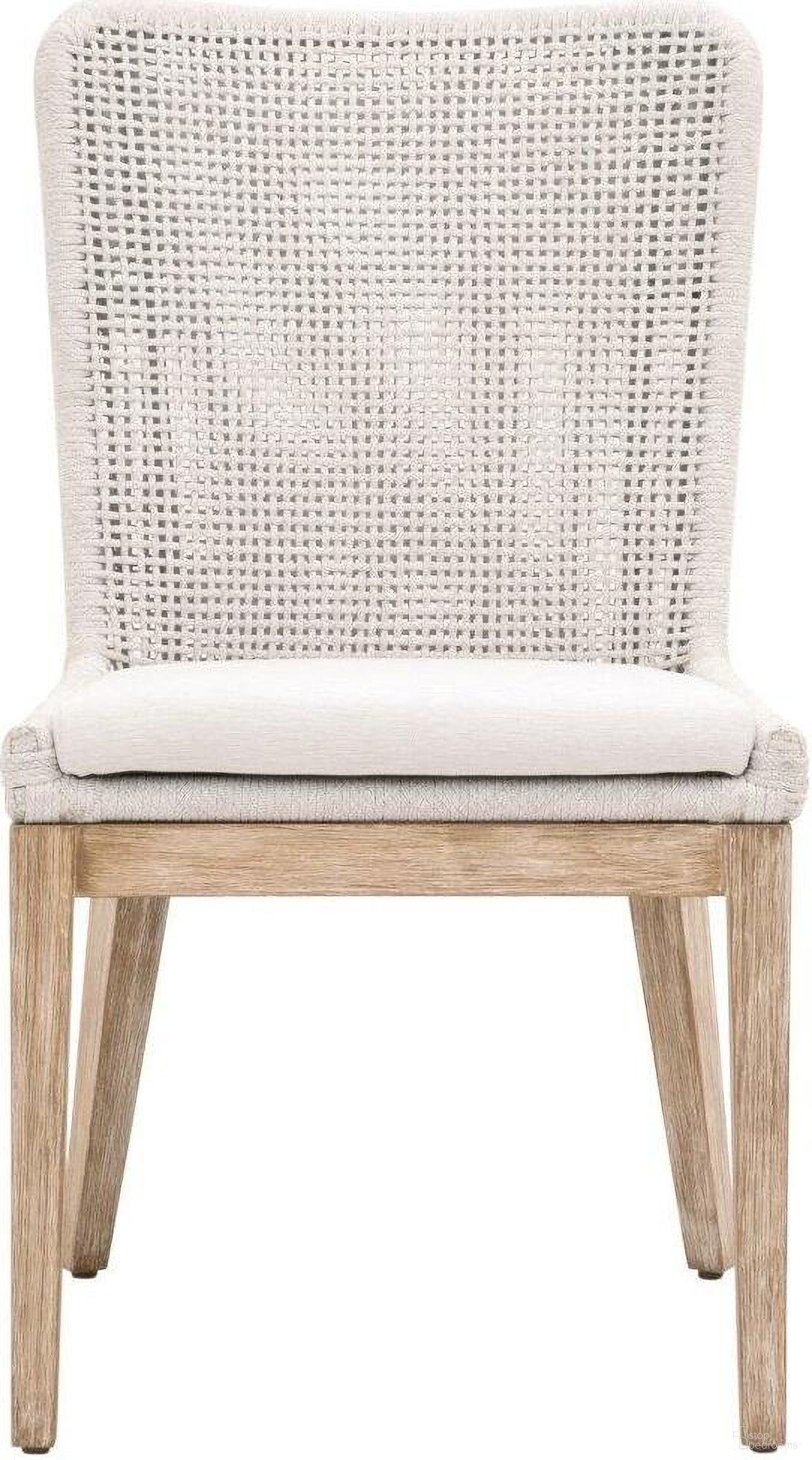 The appearance of Woven Mesh Dining Chair Set of 2 In White and Natural Gray designed by Essentials For Living in the transitional interior design. This white/natural gray piece of furniture was selected by 1StopBedrooms from Woven Collection to add a touch of cosiness and style into your home. Sku: 6854.WHT/WHT/NG. Material: Mahogany. Chair Type: Side Chair.