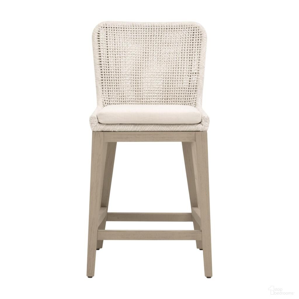 Mesh Outdoor Counter Stool In Antique Lace/Shell/Washed Ever Teak