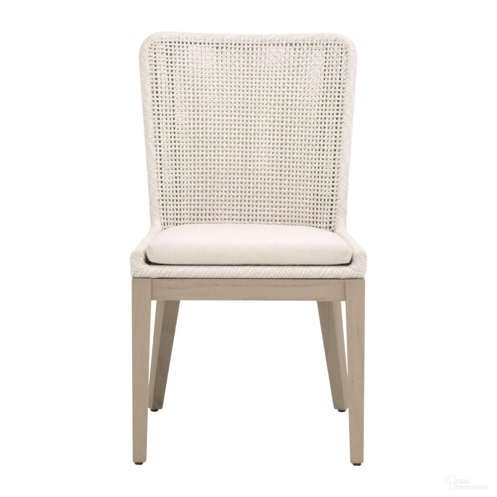 Mesh Outdoor Dining Chair Set of 2 In Antique Lace/Shell/Washed Ever Teak