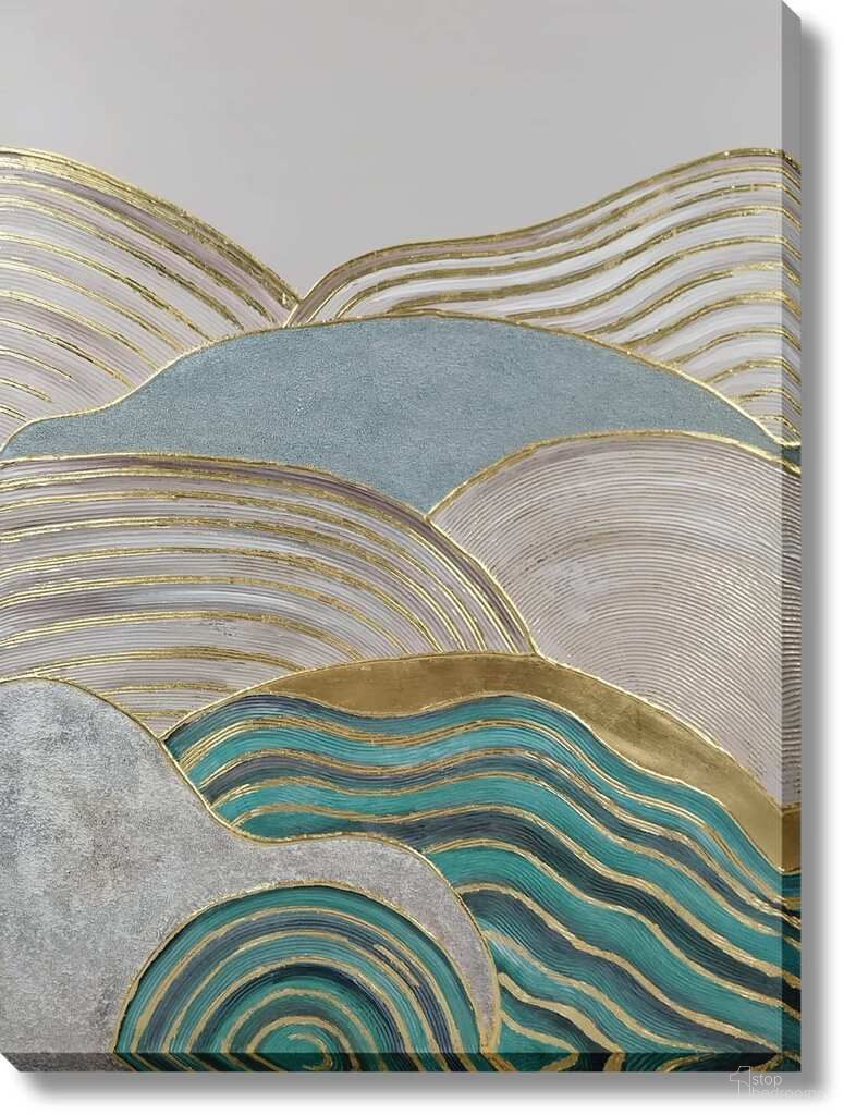 Mesmerizing Crest Ocean Abstraction Canvas Wall Art In Gold